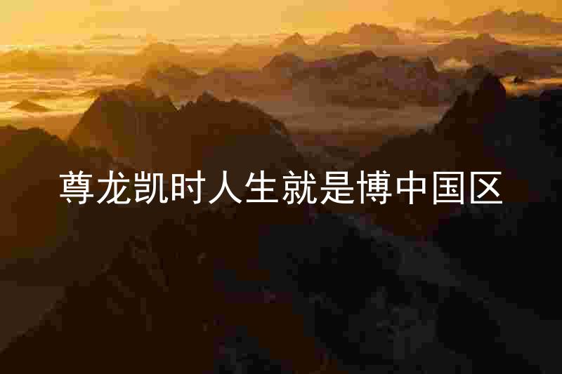 尊龙凯时人生就是博中国区